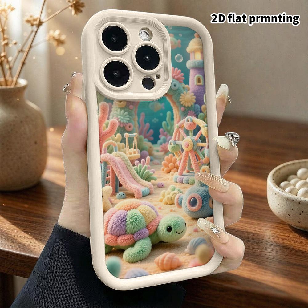 Phone case: 2D flat, suitable for iPhone 18, 17, 16, 15, 14, 13, 12 Pro protective cases, Coral Playground, perfect Christmas and Halloween holiday gi