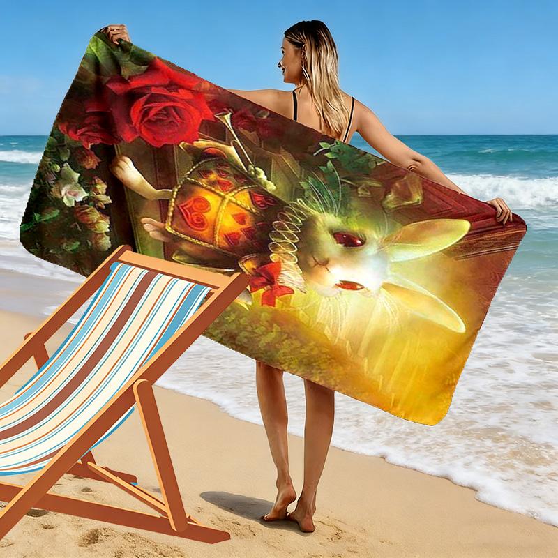 Rabbit's Heart beach towel beach soft seaside quick-drying swim towel Outdoor pool towel printing Outdoor picnic beach mat Comfort Fashion