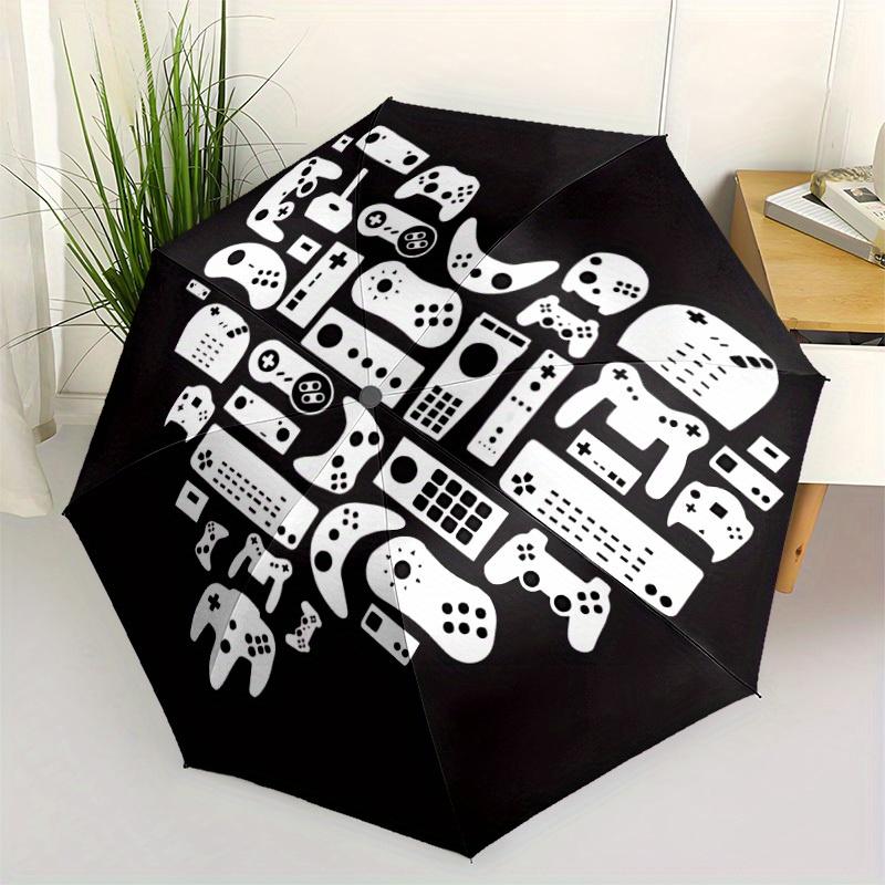 1pc Gamer Console Automatic Folding Umbrella Portable Collapsible Design, 8-Rib Iron Frame, Durable Fabric, All-Season Casual Outdoor 169