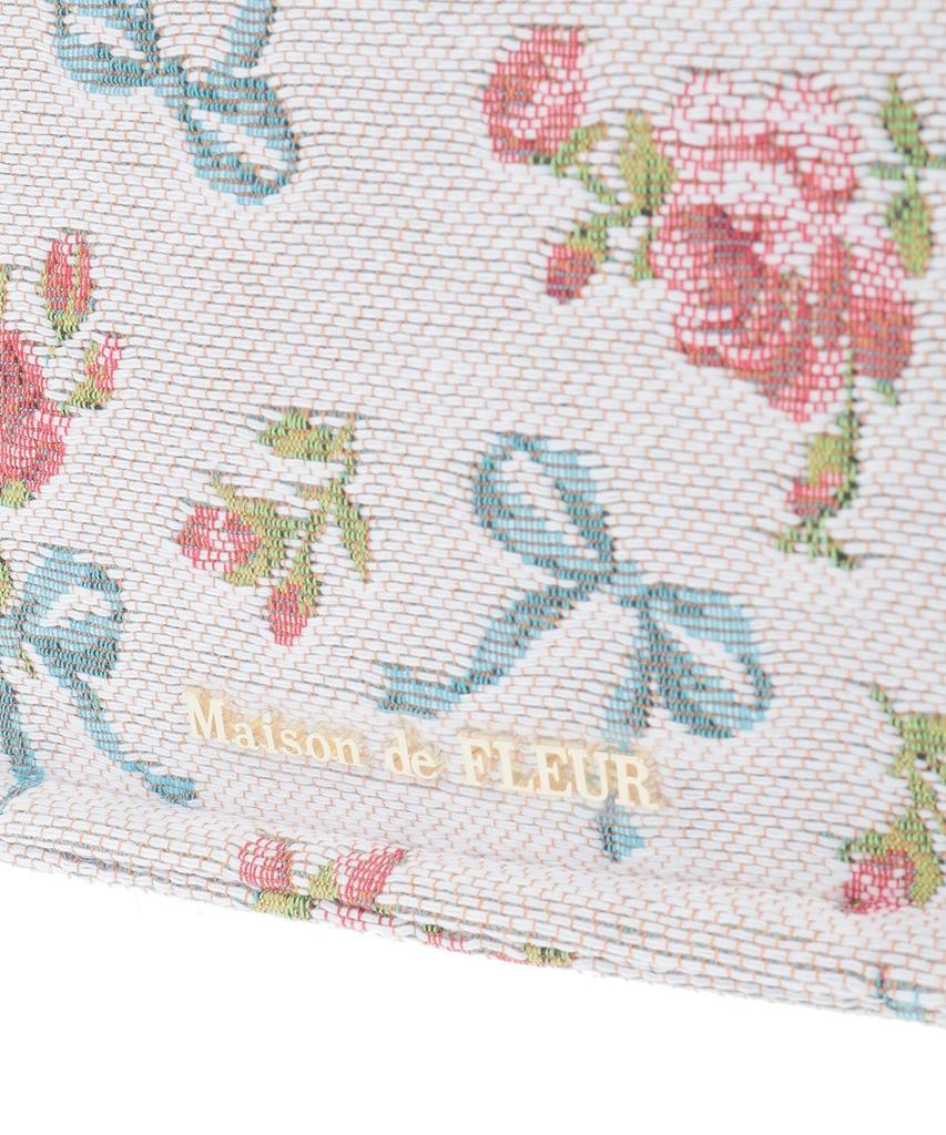 Женская квадратная сумка-тоут Maison de Fleur с гобеленовым рисунком и розовой лентой, цвет: кремово-белый