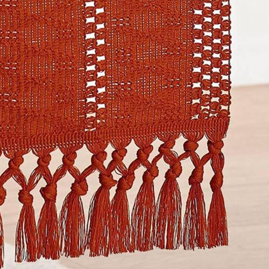 Вязаная скатерть ручной работы в деревенском стиле с кисточками, хлопок
