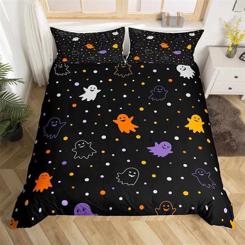 Halloween Duvet Cover Queen Boys Trick Or Treat Bedding Collection For Kids Teen Room Decor Microfiber Soft Sugar Skull Comforter Cover