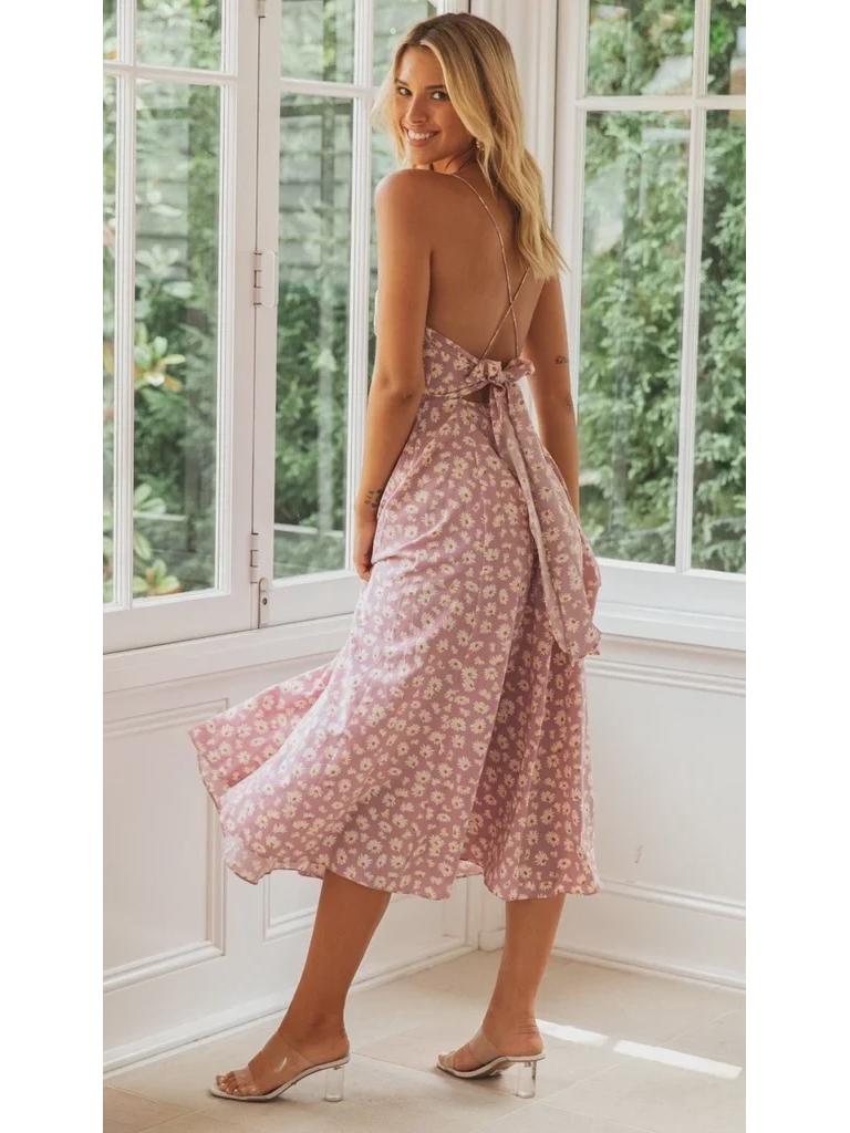 2023 Bohemian Print Beach Dress - Women's Sexy Spring/Summer Suspender Style