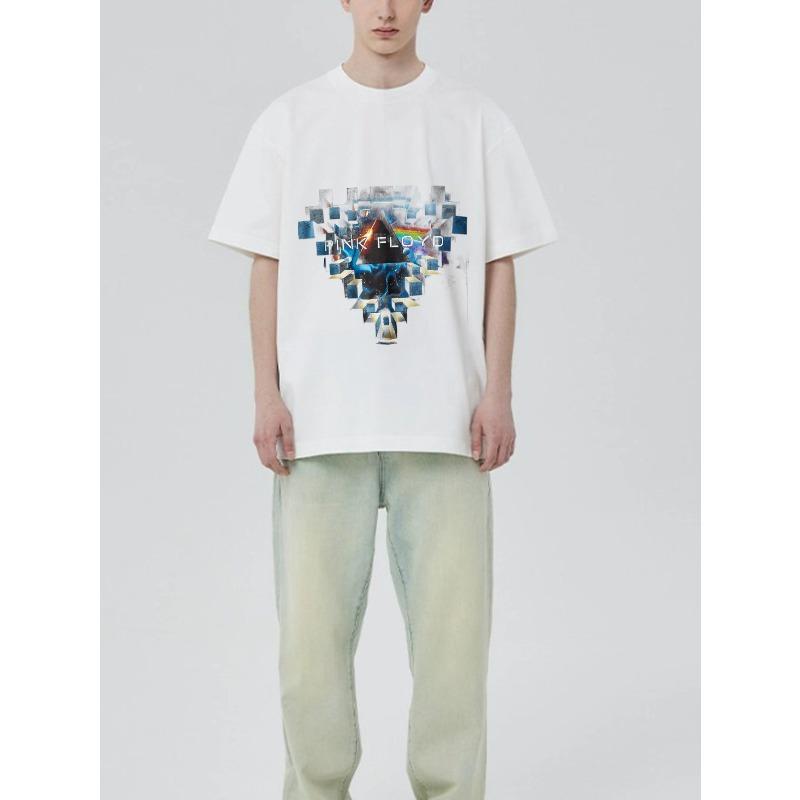 Черная футболка Pink Floyd с принтом призмы и радуги для поклонников музыки и повседневной носки