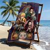 Custom Name Personalized Demon Slayer Print Beach Towel, for Trip Camping Beach Party Home Decor, Birthday Gift for Family & Friends