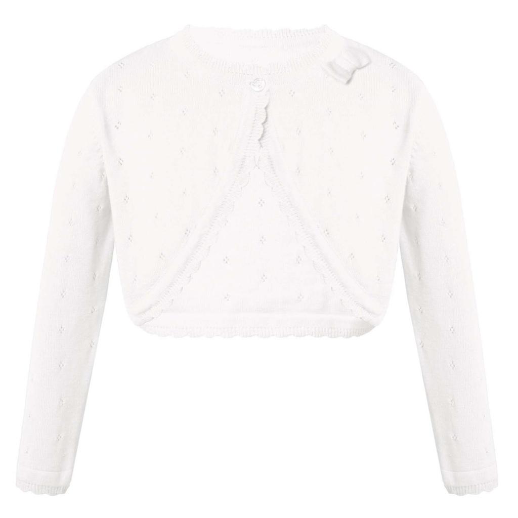 Kids Girls Long Sleeve Knit Bowknot Decor Cardigan Shrug Sweaters Party Dress Coat