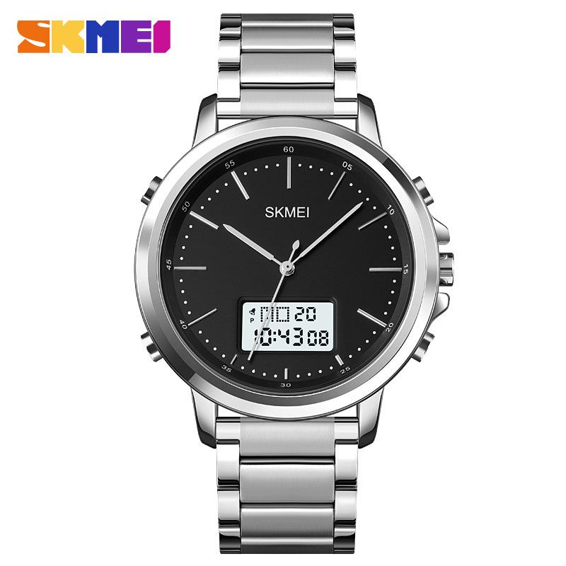 Men's Watch SKMEI Leather Strap 50M Waterproof LED Backlight 1652