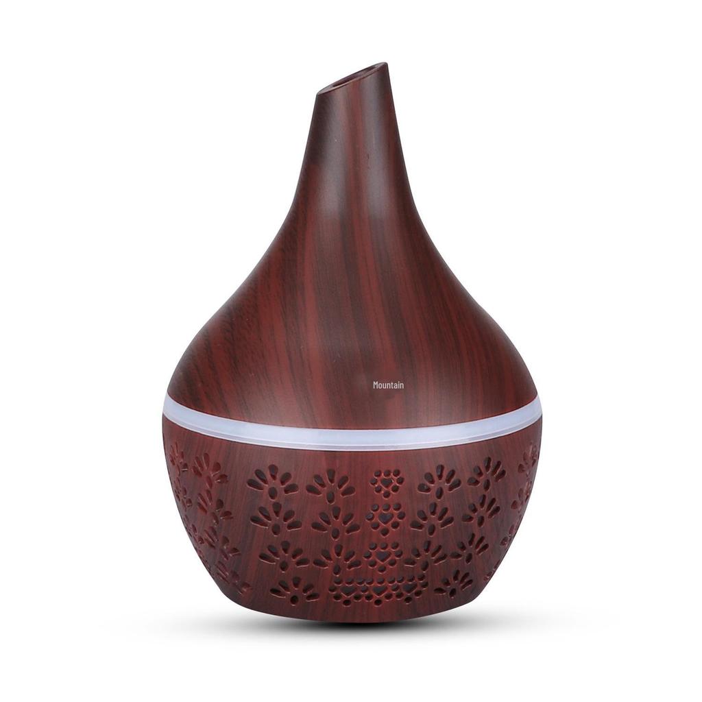 Увлажнитель воздуха с плоским горлышком и отделкой под дерево, 300 мл, с ночником - USB Mini Office Desktop Aromatherapy Companion