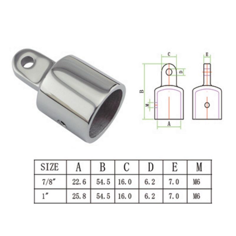 2 Pieces 316 Stainless Steel 22mm 25mm Marine Bimini Tops Fittings Heavy Duty Mirror Polish Top Cap