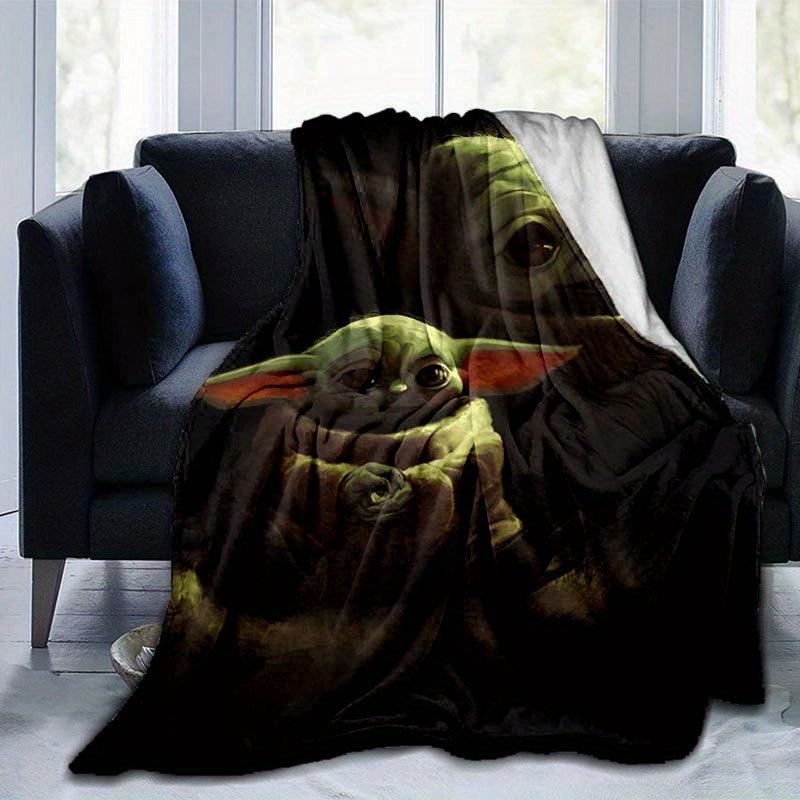 1pc Star wars Yoda Flannel Throw Blanket - Soft, Cozy, And Versatile For All Seasons - Perfect For Couch, Bed, Office, And Travel Christmas