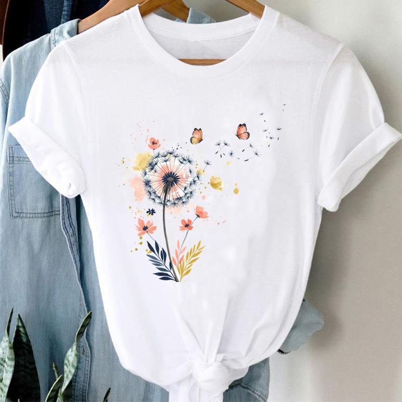 (Азиатский размер) Одежда Футболка милая бабочка милый принт женская футболка модная женская повседневная футболка с коротким рукавом женские графические футболки
