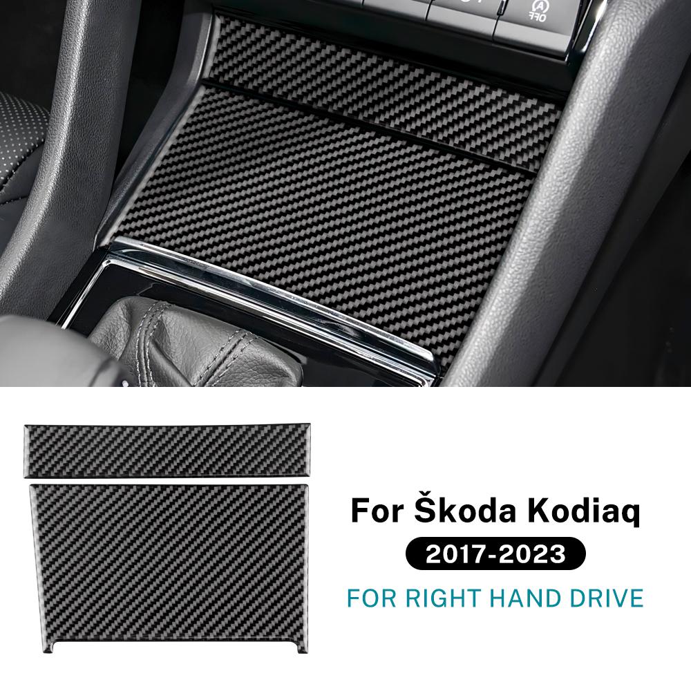 Мягкая отделка салона из углеродного волокна для Skoda Kodiaq 2017 2018 2019-2023 Рамка рычага переключения передач Панель ящика для хранения кнопок стеклоподъемника Аксессуары