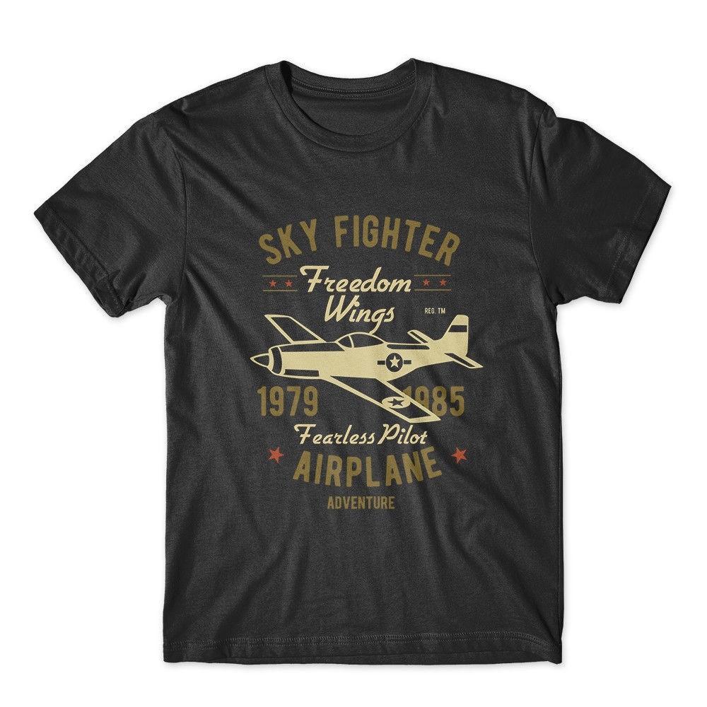 Футболка Sky Fighter Fearless Pilot Футболка с самолетом 100% хлопок Премиальная футболка Новая