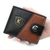 Мужской кожаный кошелек с RFID-защитой, двускладной, короткий, держатель для карт, отделение для монет, застежка на кнопку, винтажный пэчворк, кошелек