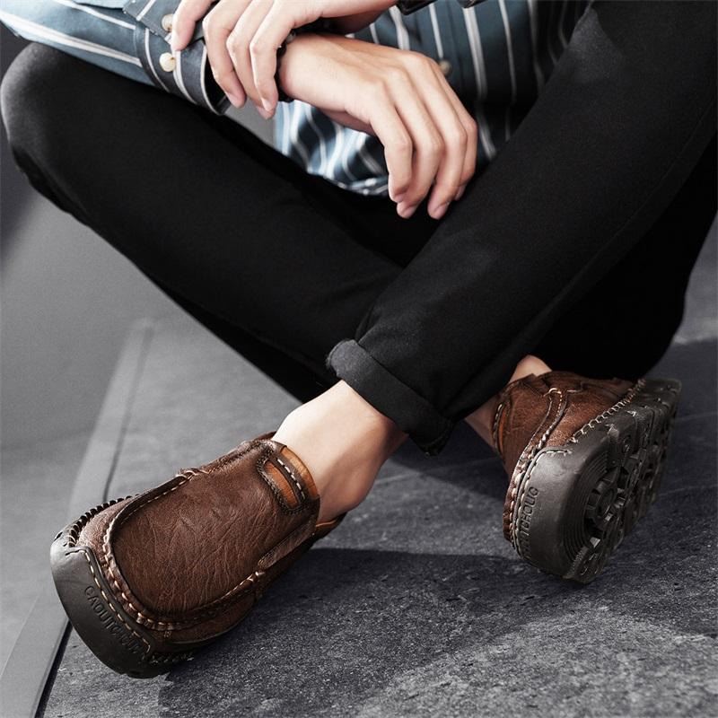 Мужские мокасины ручной работы, кожаные, повседневные, удобные, мужские лоферы слипоны, кожаная обувь, балетки, горячая распродажа, обувь для ходьбы