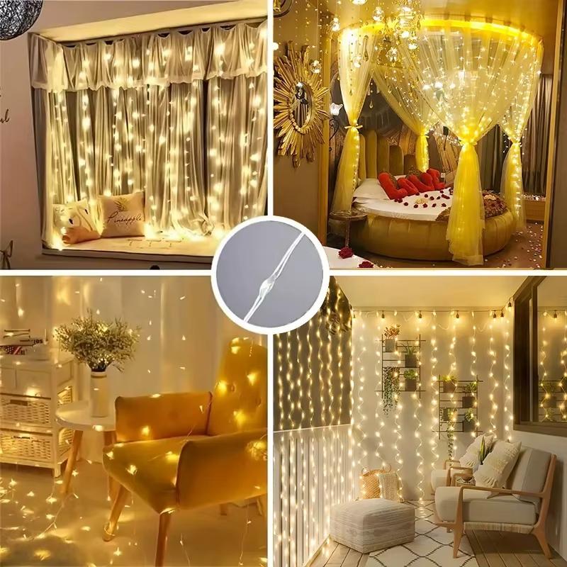 3M USB Curtain String Lights – светодиодные гирлянды с дистанционным управлением и 8 режимами для украшения дома, спальни, свадьбы, вечеринки, Рождества