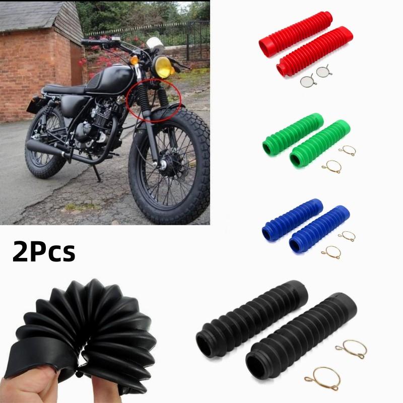 1 Pair 205mm Universal Motorcycle Rubber Front Fork Shockproof Dust Cover Gaiters Gators Boot Shock Protector