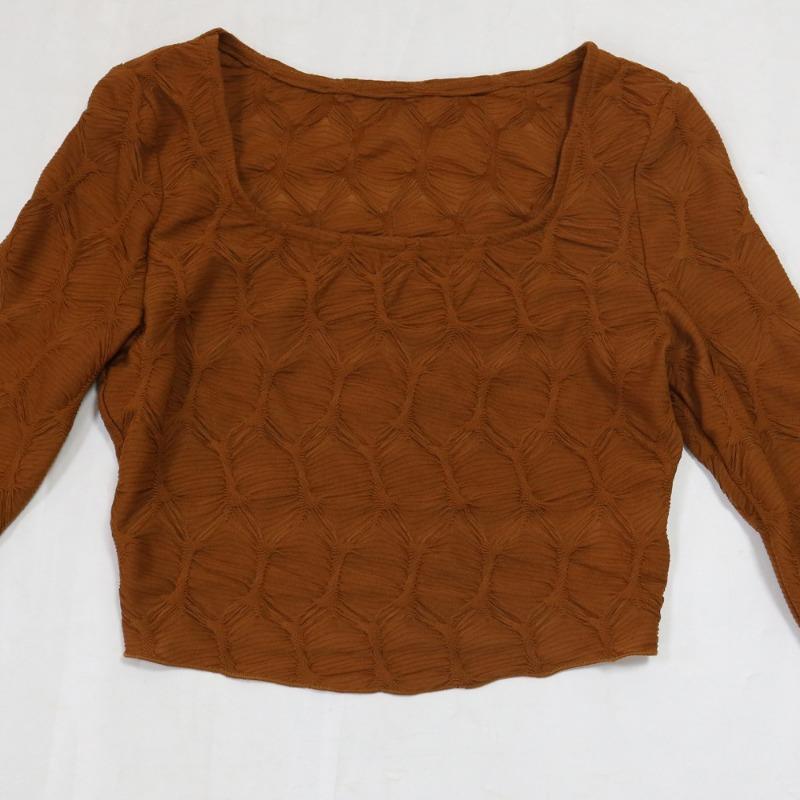 Женский новый комплект из двух предметов: короткий топ с однотонным воротником, длинными рукавами и модными узкими брюками