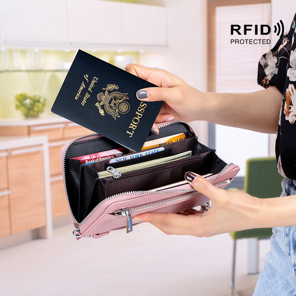 2020 RFID-щетка с защитой от кражи, кожаная длинная сумка для паспорта, ручная сумка