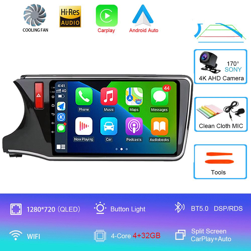 Для Honda City Grace 2014 - 2017 Android 14 Автомобильный радиоприемник Мультимедийный плеер Блок правого руля Навигация GPS 4G Wifi BT DSP QLED Экран