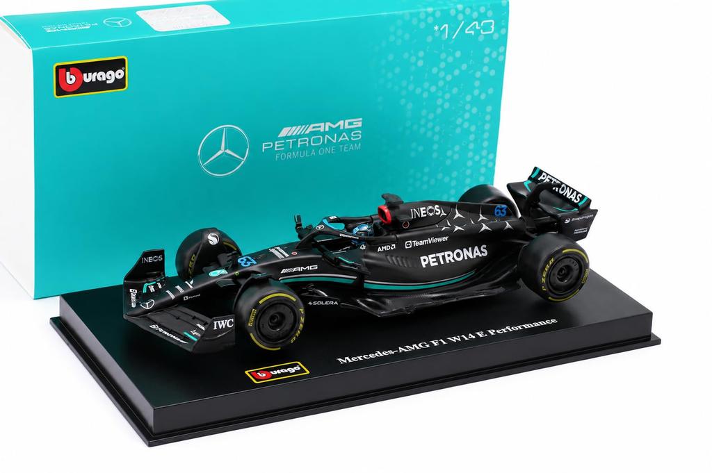 Blagó F1 Die-Cast Car 1/43 Scale Mercedes-Benz AMG W14 2023 George Russell Driver Figure Included #63 Signature Series