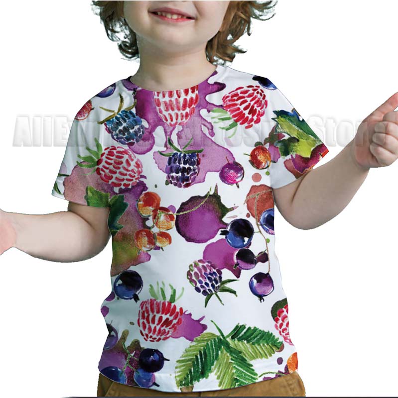 Toddler 3D Funny Fruits Printed T Shirts Baby Boys Girls Kids Tee Tops Summer Children Avocado Strawberry Lemon Apple T-shirts