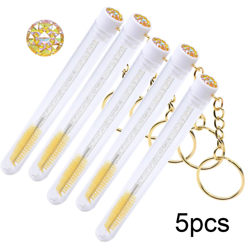 5pcs Eyelash Brushes Tubes With Keychain Lash Brush In Clear Container Disposable Eyelash Extension Mascara Wands With Case