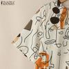 ZANZEA Women Casual Round Neck Half Sleeve Print Summer Blouse
