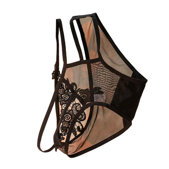 Sexy Women See-through Lace Briefs Mid-rise Seamless Ultra-thin Mesh Embroidery Flower Pattern Bowknot Decor Panties