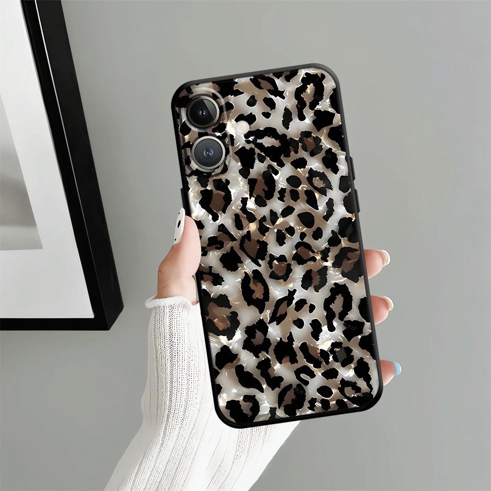 Чехол для телефона Funda для Apple iPhone 17 Pro Max 15 Pro 7 8 11 16 14 12 XR XS MAX Air 13 Леопардовый принт Арт с отпечатками губ