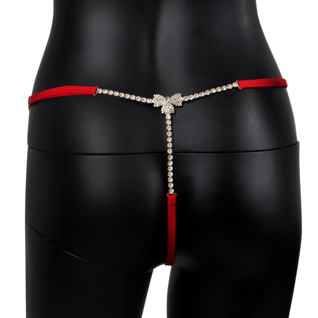 Полностью стразовые трусики-стринги с цепочкой для тела для женщин