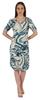 Moomaya Cotton Jersey Printed Midi Dress For Women V-Neck Summer Short Sleeves Knee Length