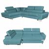 Corner Sofa Bed, Extendable, F, Bosso, Left, Family Furniture, Blue, Velvet