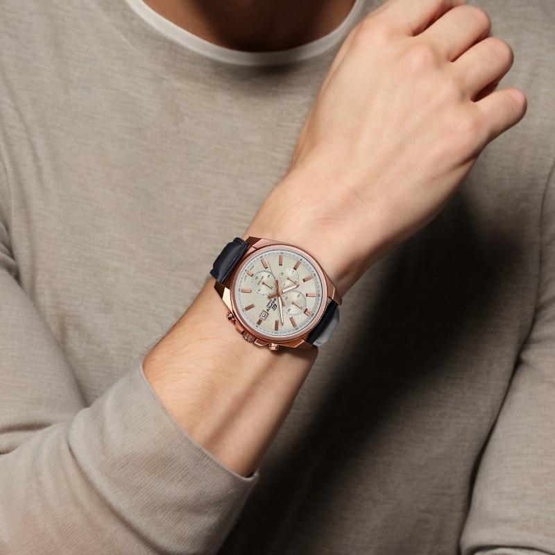 Casio EDIFICE кварцевый механизм кожаный ремешок японские и корейские часы мужские часы золотой циферблат EFV-610CL-7AV