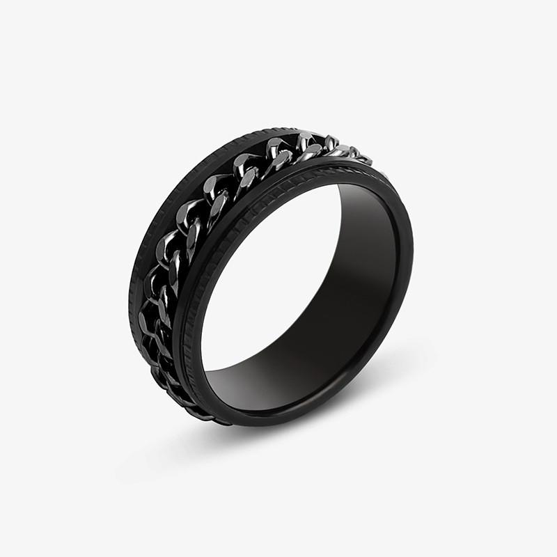 Rings For Men Roman Numerals Stainless Steel Rotatable Chain Knuckle Ring