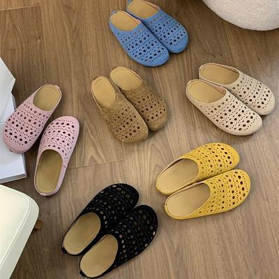 Полые и дышащие ретро тапочки с закрытой пяткой, женские, для улицы, лето, на одном ходу, для беременных, противоскользящие, влагоотводящие