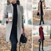 Fashion Women Winter Solid Long Sleeve Jacket Stand-up Collar Faux Wool Coat