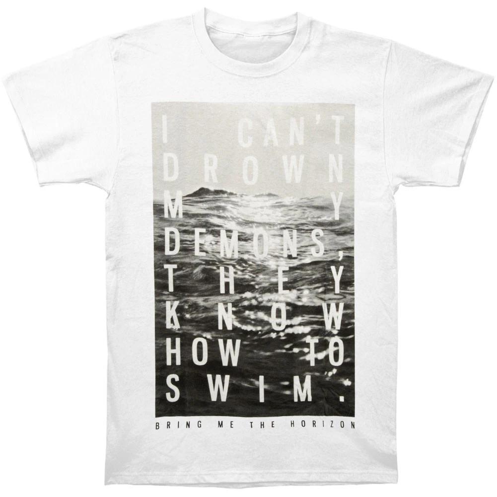 Мужская футболка Bring Me The Horizon Can't Drown, приталенная, размер XS, белая