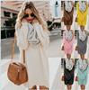 Women's Plush Mid-Length Long-Sleeve Round Neck Dress - Autumn/Winter Collection