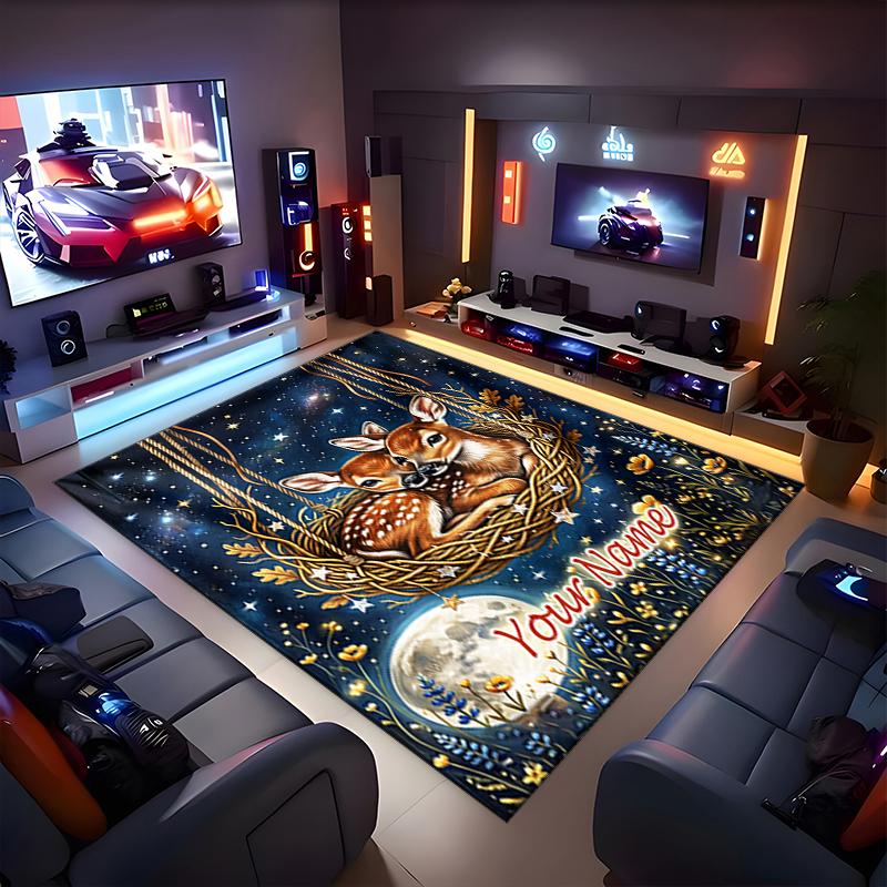 1PC Custom Name Night Sky Dreamscape Theme Floor Mat Ideal for Living Room, Game Rooms, Office, Bedroom,Floor Mat Playful Design