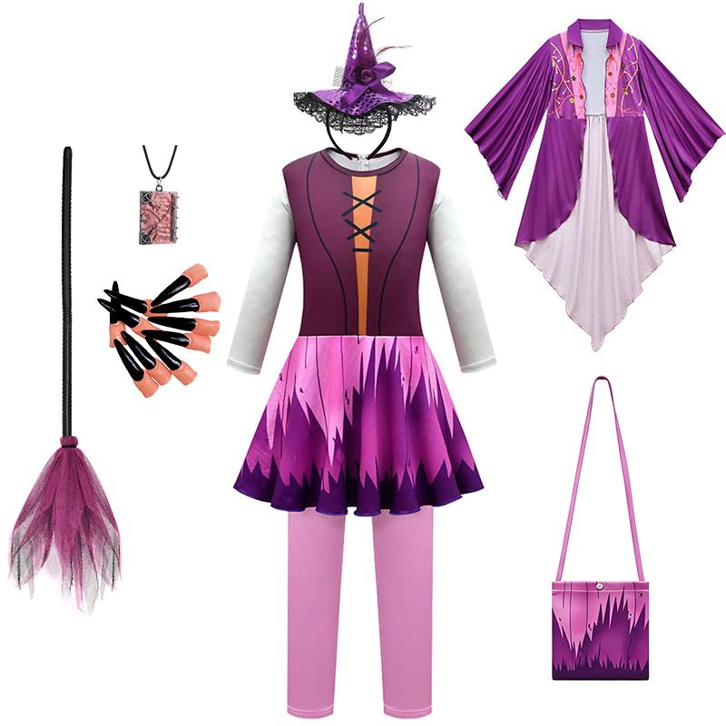 Sanderson Sisters Witch Costume for Girls Halloween Cosplay Hocus Pocus Masquerade Children Clothing Carnival Party Kids Clothes