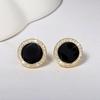 Классические золотые украшения 14 карат, серьги-гвоздики с черным обсидианом для женщин Aros Mujer Oreja Orecchini, золотые серьги 14 карат, ювелирные изделия с черным топазом
