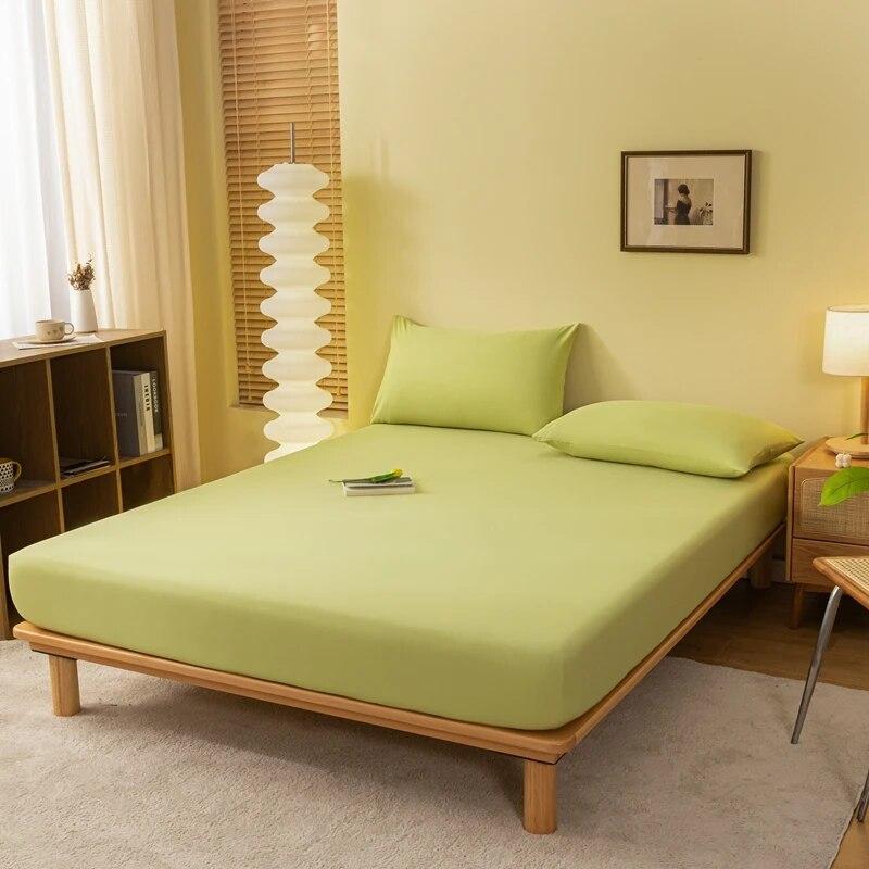 Приятная для кожи хлопковая простыня с резинками, наматрасник, сплошная цветная простыня, простыня королевского размера