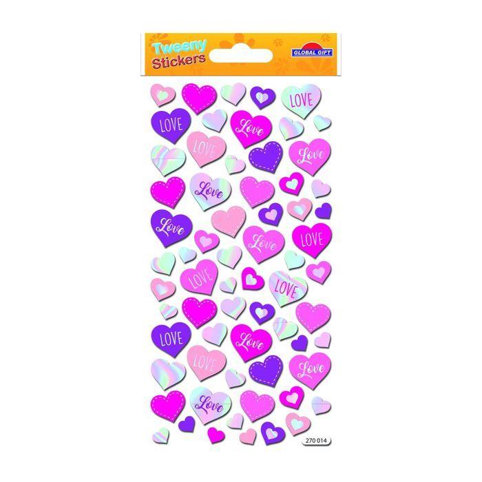 Reusable Stickers - 3D Relief - Hearts &; Love - Holographic