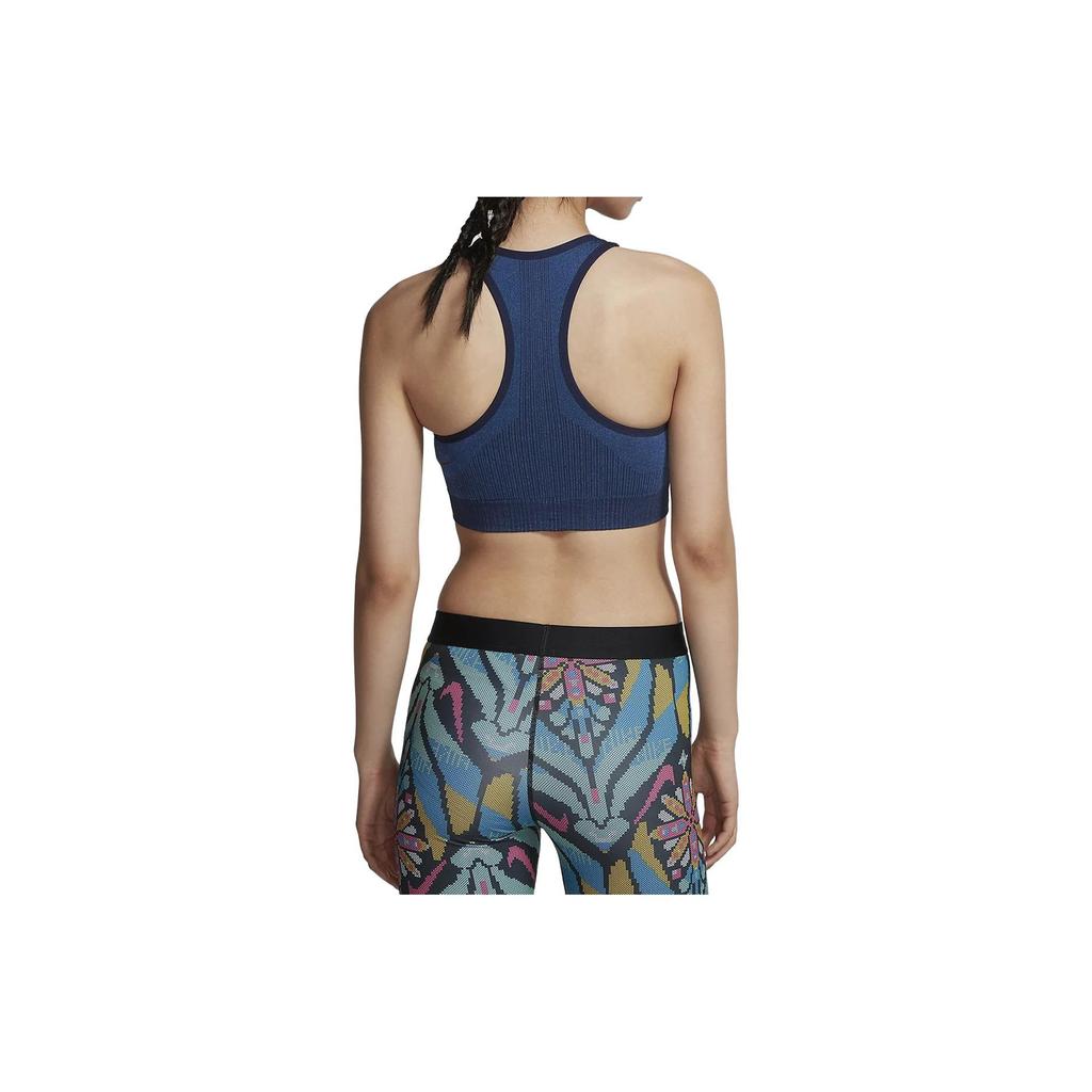 Nike Спортивный бюстгальтер City Ready Striped Fixed Double Bra, женское нижнее белье, синий BQ7140-498