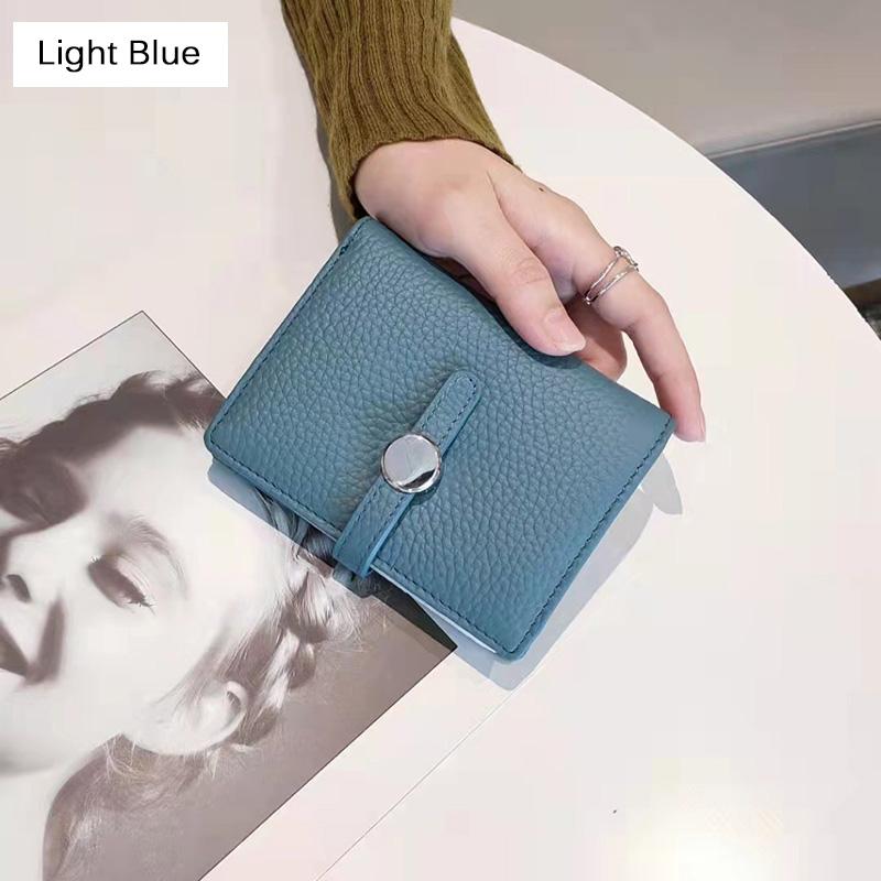 Новый брендовый дизайн, женские кошельки, короткий кошелек из натуральной кожи, модный бумажник с застежкой, 2-складной кошелек из телячьей кожи, держатель для карт
