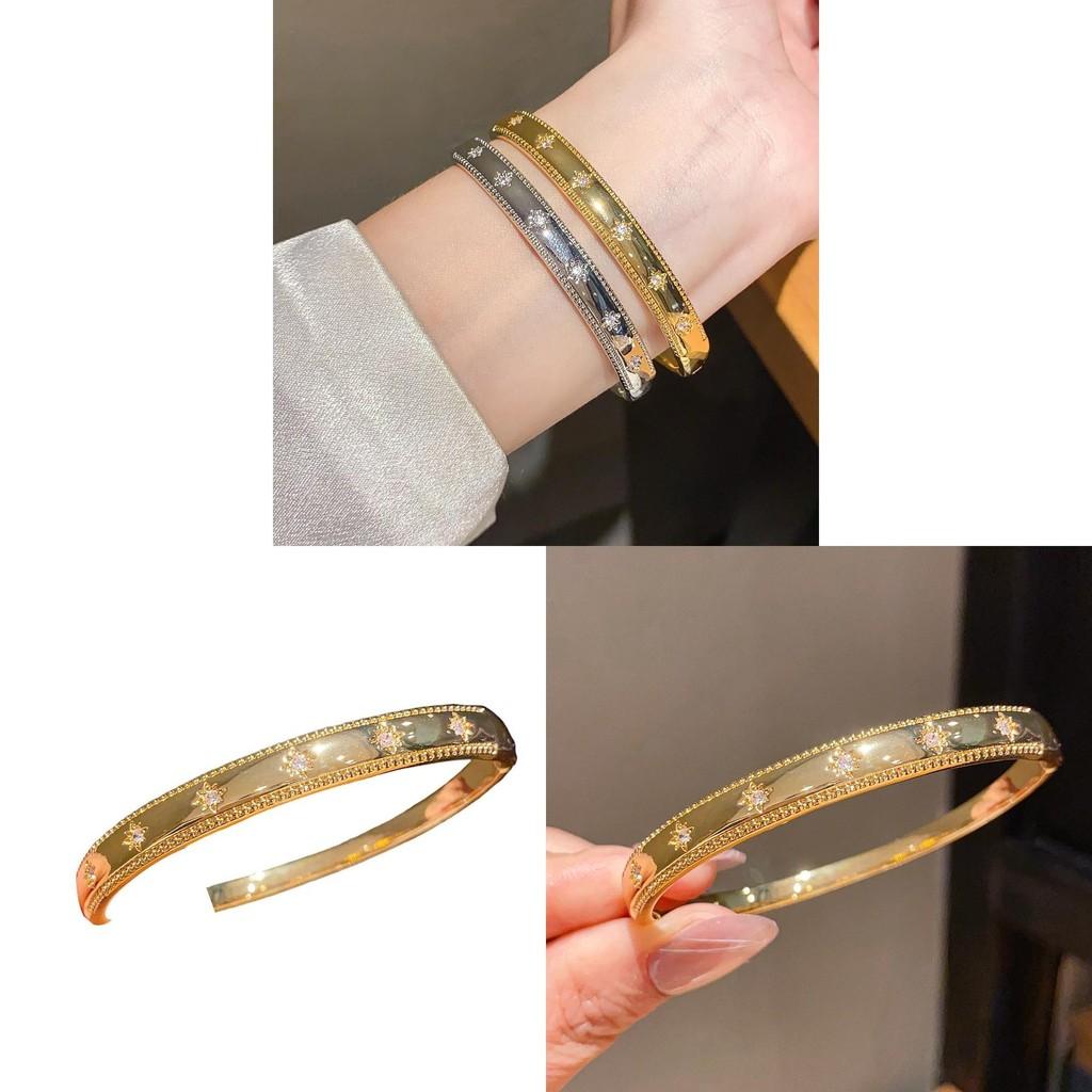 Retro Style Gold Plated Zirconium Bracelet With Geometric Design For Elegant Womens Accessories