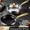 316 Stainless Steel Frying Pan Wok Non-stick Honeycomb Pot Home Steak Skillet Gas Stove Induction Saucepan Kitchen Cookware
