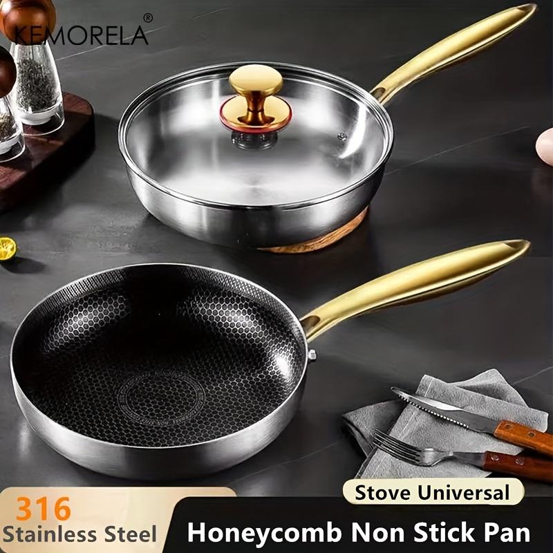 316 Stainless Steel Frying Pan Wok Non-stick Honeycomb Pot Home Steak Skillet Gas Stove Induction Saucepan Kitchen Cookware