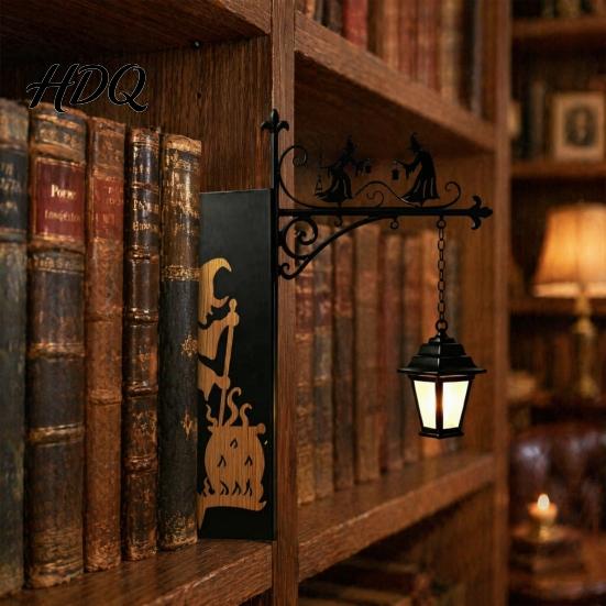 Металлическая подставка для книг в европейском стиле, фонарь для библиотеки, декоративное освещение для книжной полки, лампа в виде шляпы ведьмы для уголка для чтения, винтажный железный ретро стол с теплым